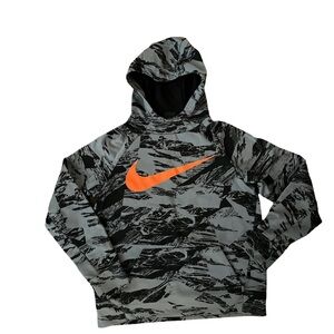 Nike Kids Black and Orange Camo Hoodie